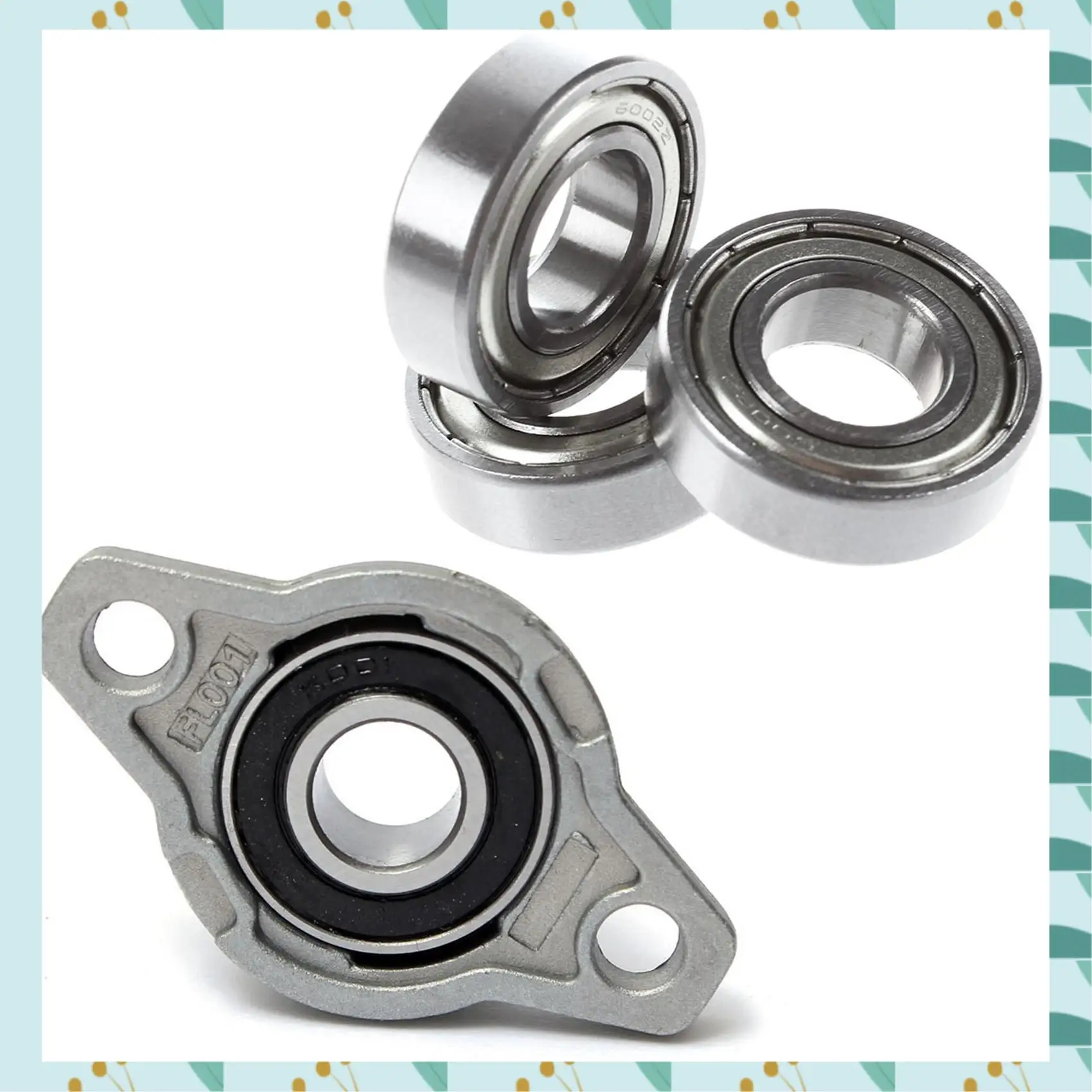 

A71P 1 шт. KFL001 Фланцевые подшипники из цинкового сплава с подставкой 12 мм и 5 шт. 6002Z 15 X 32 X 9 мм Экранированные металлические шарикоподшипники