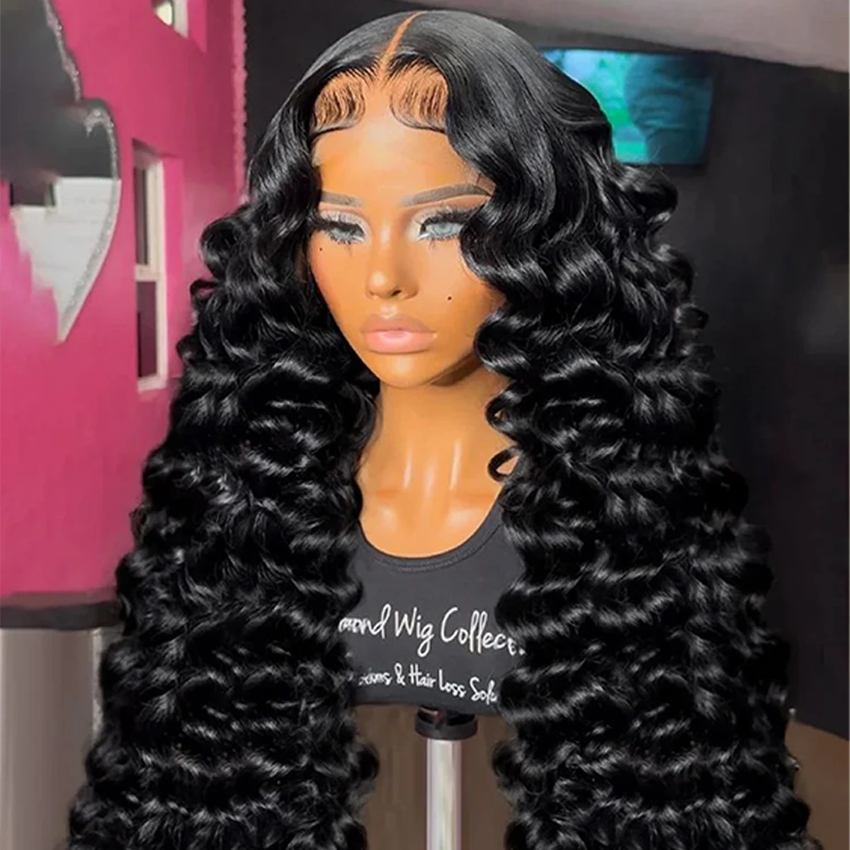 ブラジリアンルーズディープウェーブ13x4レースフロントウィッグ人毛女性用HD透明レースフロントウィッグプレプラッキング済みベビーヘア付き