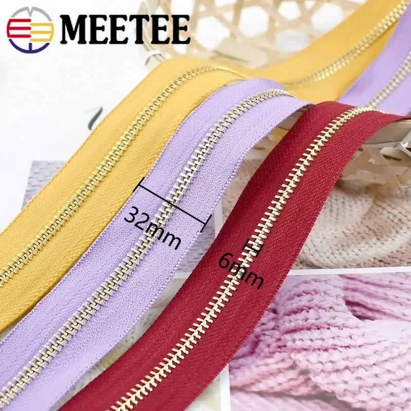 2/5Yards Meetee 5# Open-End Metal Zippers Tape Decorative Bag Clothes Backpack Repair Continuous Zips DIY Sewing Accessories