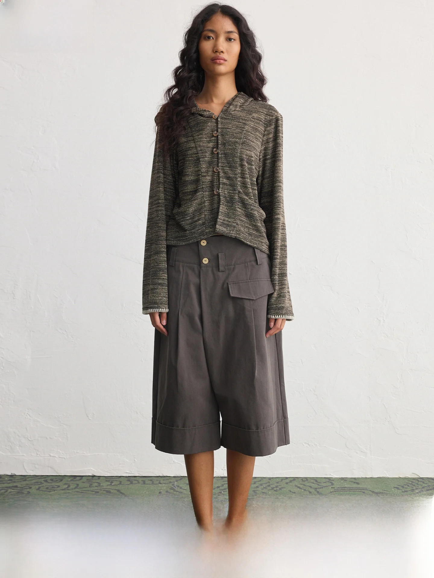

Casual Pure Cotton Asymmetric High Waist Button Fly Ladies Pants Fashionable Loose Fit Versatile Style Spring Collection