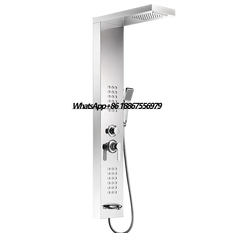 

Modern Style Wall-Mounted Rain Shower Faucet Chrome 304 Stainless Steel for Hotels Bathrooms Elegant Panel Shower Bath Faucets