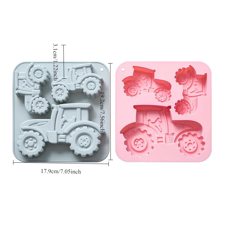 3 Holes of Different Sizes Tractor Shape Silicone Mold Fondant Cake Chocolate Mold Ice Cube Cake Mould Baking Accessories