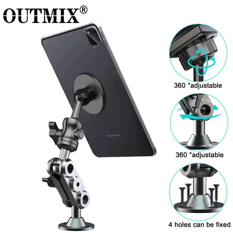 

Car Magnetic Phone Holder Heavy Duty Drill Base Tablet Holder Car Mount Dashboard 360° Adjustable 2-Stage Stand for 4-12.9" iPad