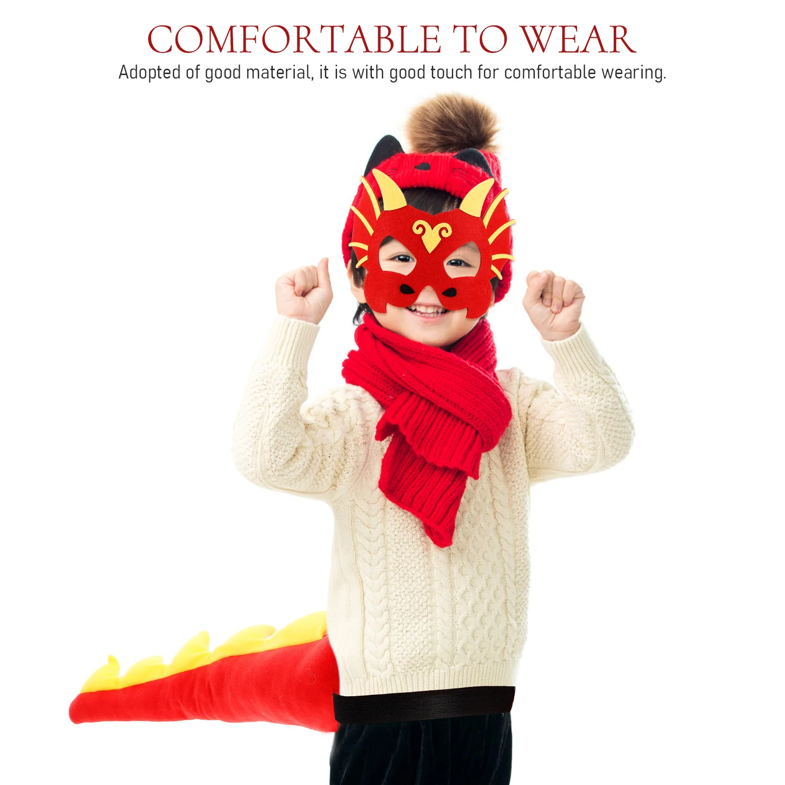 

Dinosaur Tail Mask Costume Felt Prop Bright Design Comfortable Wear Joy Party Favor Halloween Christmas Makeup