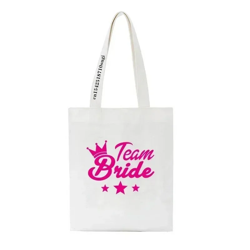 

Female Team Bride Graphic Bachelorette Women EVJF Handbag Bachelorette Party Print Shopping Canvas Bag Wedding Bridesmaid bag
