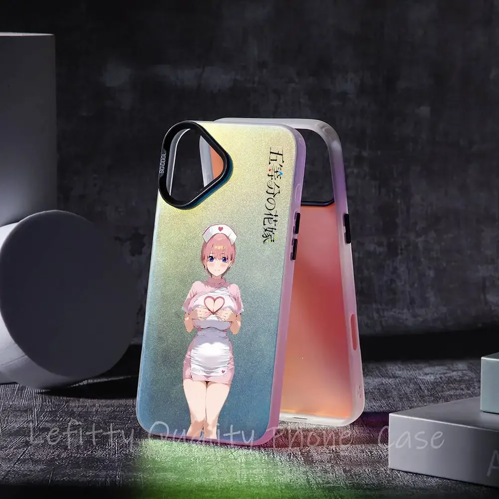 Q-quintessential Quintuplets جراب هاتف آيفون 16 15 14 13 12 11 برو ماكس ماتي أورورا متعدد الألوان الليزر التدرج Funda #5