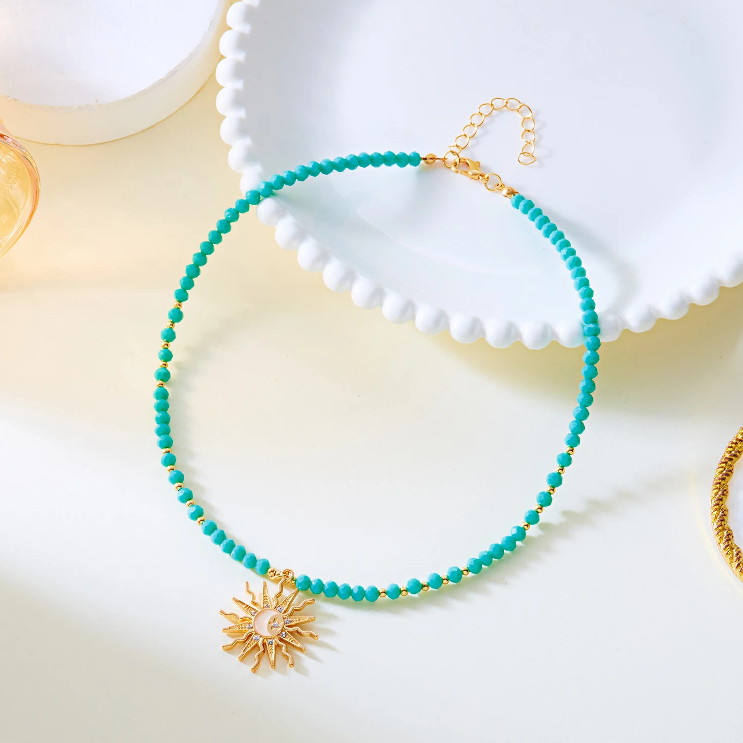 Mode Metall Sun Star Anhänger Halsketten für Frauen Böhmischen Bunte Perlen Kette Halsketten Handgemachte Exquisite Schmuck Geschenke – Detail 6
