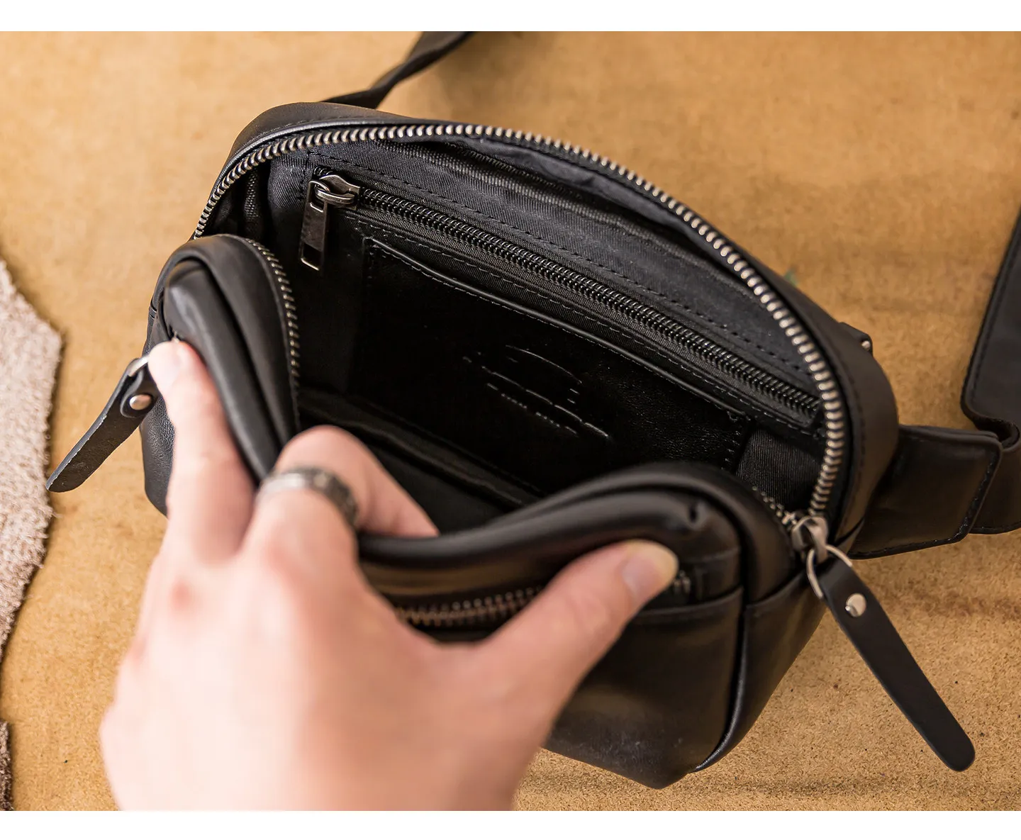PNDME simple casual luxury first layer cowhide men's chest bag fashion designers handmade genuine leather black crossbody bag