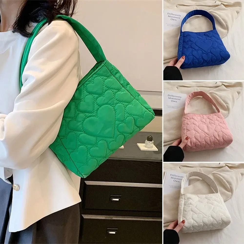 Women Winter Cotton Padded Shoulder Bag Solid Color Handbags Casual Tote Bags For Girls Fashion Handle Bag