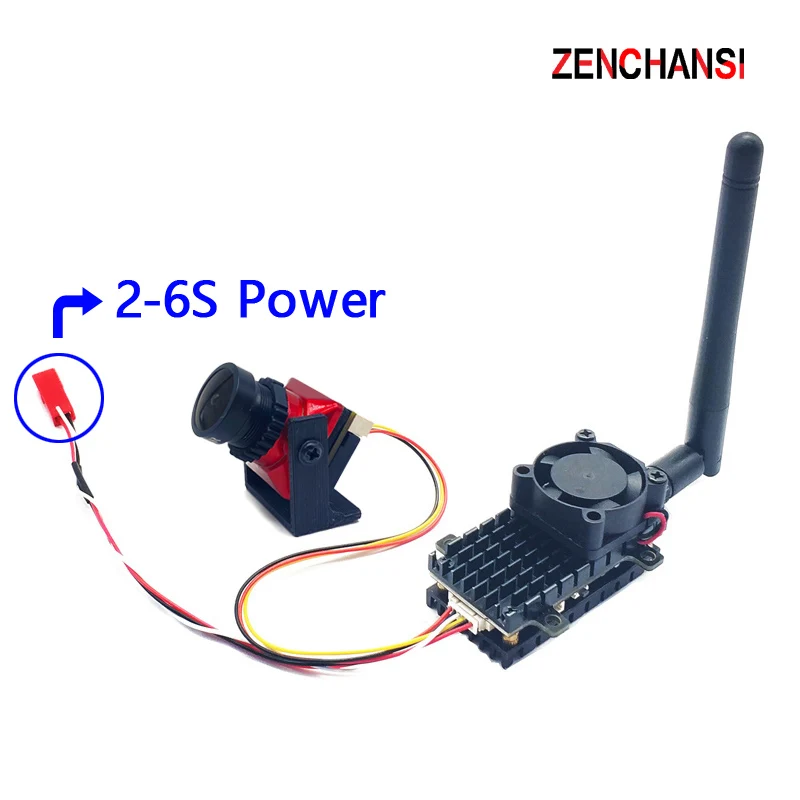 Uzun Menzilli 5.8 Ghz 2 W FPV Kablosuz Verici 2000 MW 48CH Video AV analog VTX ve 2.1mm CMOS 1500TVL kamera RC Uçak Parçaları için