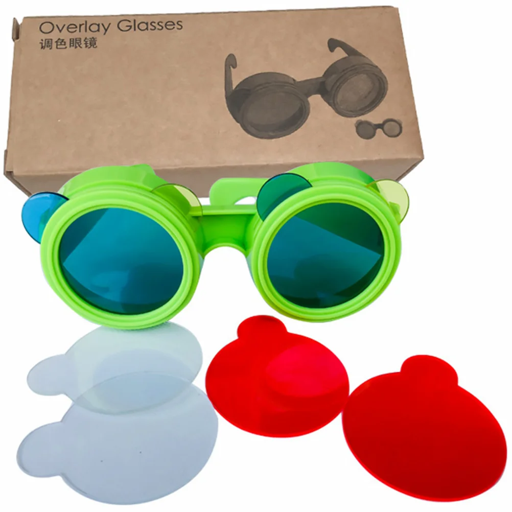 1 conjunto de mistura de cores, três óculos de cor primária, kit de experimento para jardim de infância, educação precoce, experimento científico e ensino