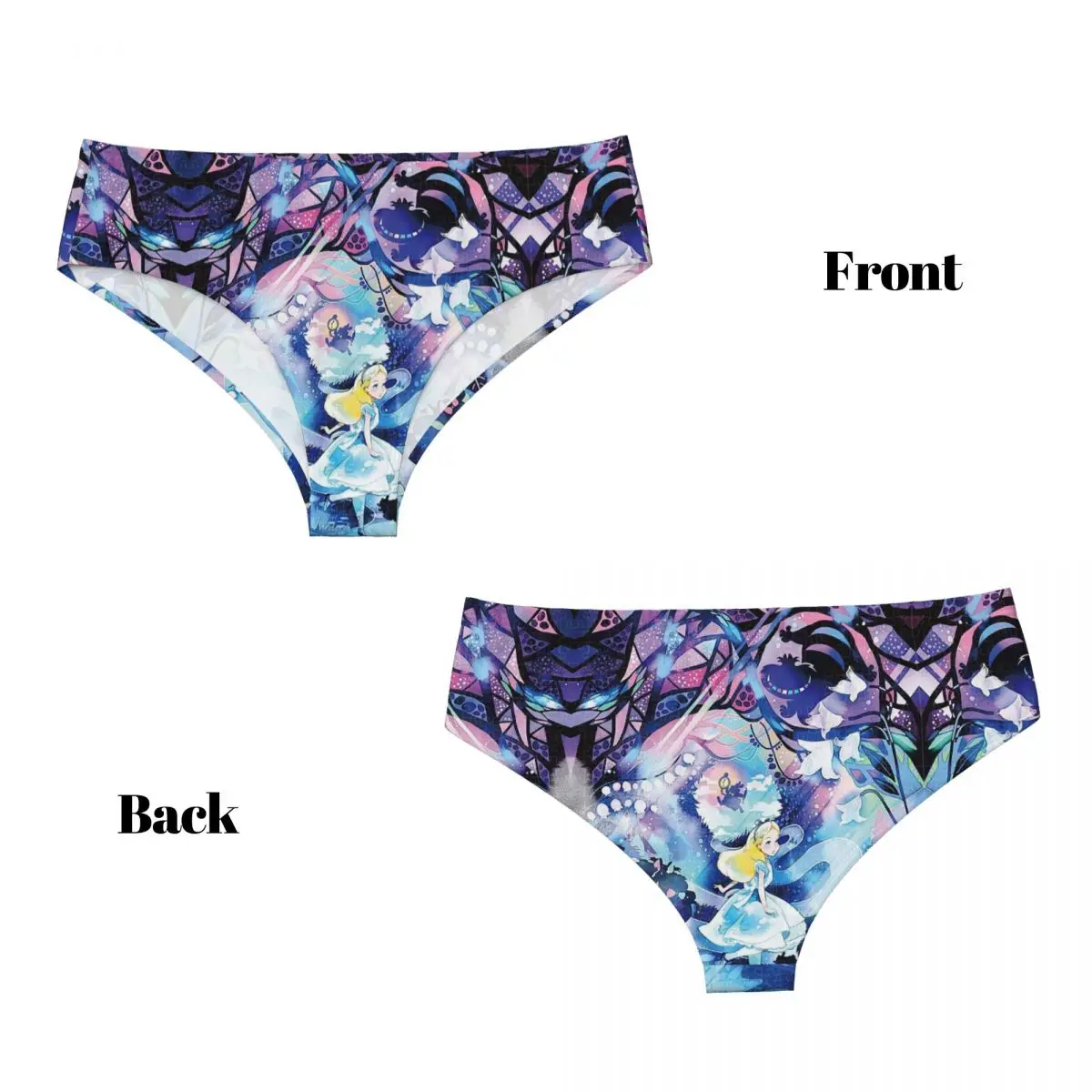 Custom Alice In Wonderland Cheshire Cat การ์ตูนกางเกงผู้หญิง Breathable ยืดชุดชั้นใน