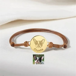 Custom Round-shaped Personality Pet Portrait Bracelets For Women Stainless Steel Adjustable Chain Lover Bracelet Jewelry Gift
