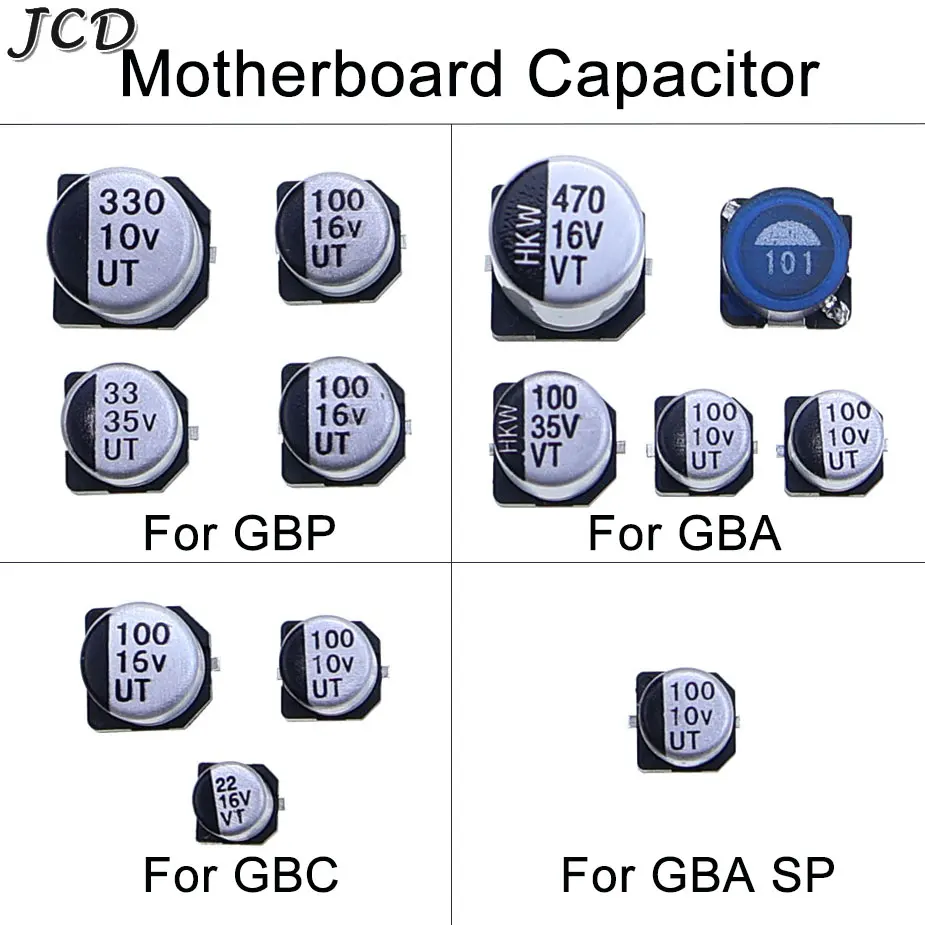 

JCD 1Set Motherboard Capacitor For Gameboy GBA/GBASP/GBC/GBP Game Console Mainboard Repair Replacement