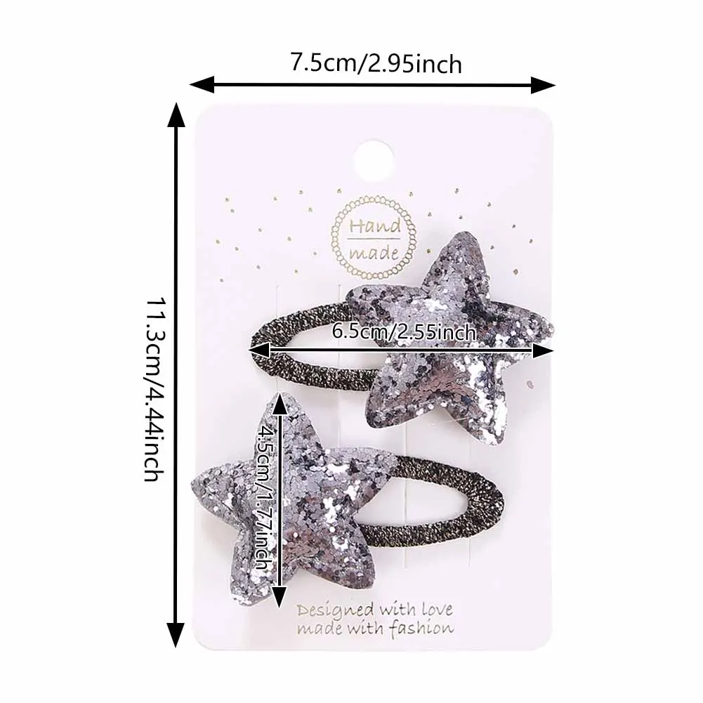 2Pcs/Set Sequin Glitter Star Hair Clips Shiny Dance Party Hair Snap Bows Korea Cute Princess Baby Girls Hairpins Kids Hairgrips