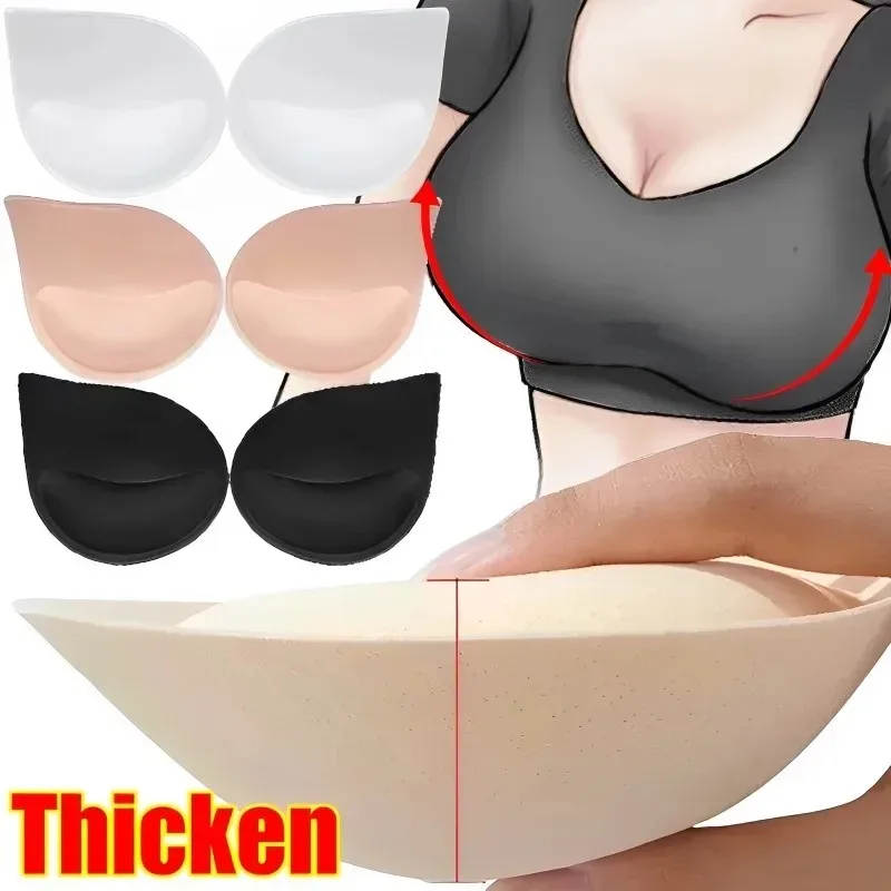 2Pcs Women Accessories Round 3D Sponge Swimsuit Breast Push Up Bra Padding Chest Enhancers Bra Foam Insert Triangle Chest Cup