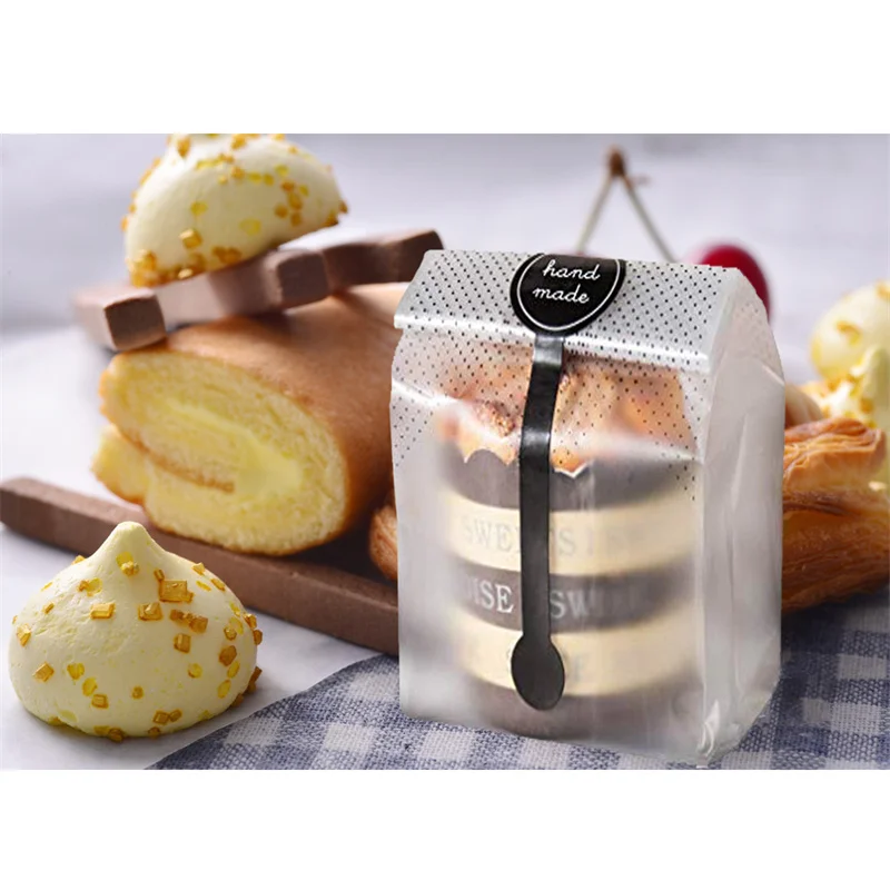 Plastic Self Stand Packing Bags for Cookie, Candy, Bread, Clear, Party Gift, Chocolate, Wedding Bags, Hand Made, 25 PCs/Lot, 50