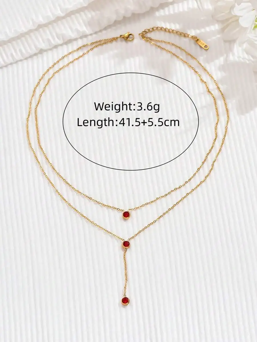

Gold Tone Layered Y-Shape CZ Pendant Necklace for Women