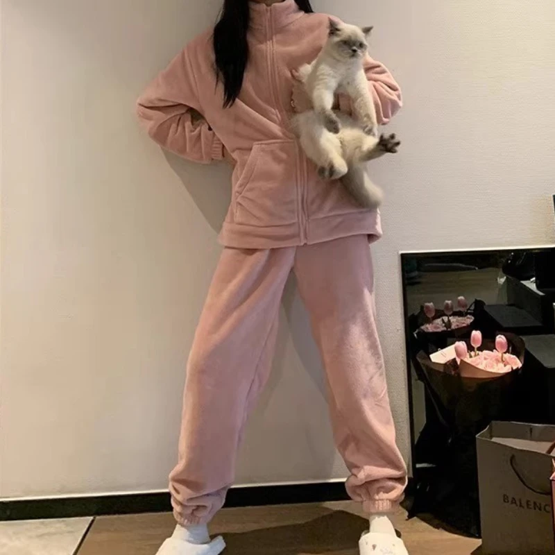 

Осень-зима 2022, домашняя одежда, пижамный комплект для женщин, длинная рубашка, брюки, 2 предмета, сохраняющая тепло, одежда для сна, домашняя одежда