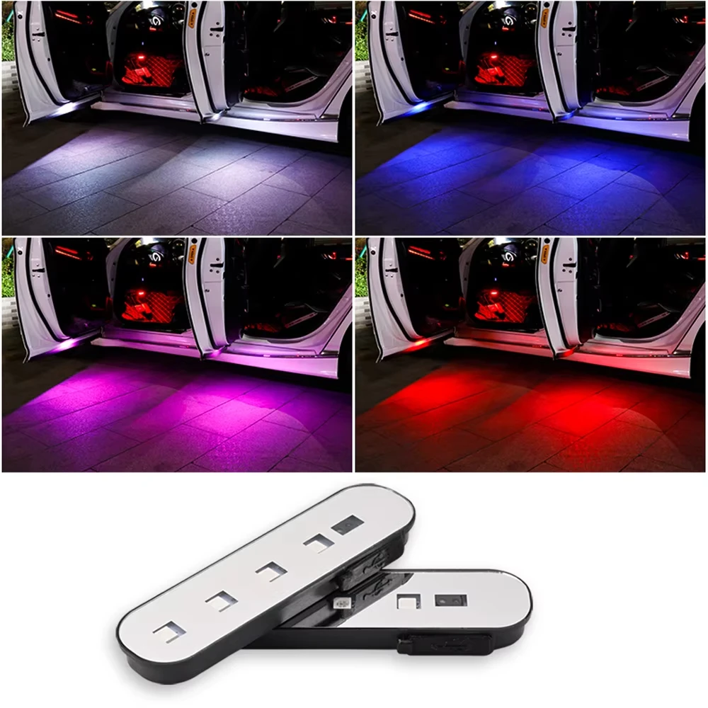 

2Pcs Universal Wireless Door LED Induction Welcome Light Car Magnetic Lighting atmosphere Warning wiring Free Door Bottom Light