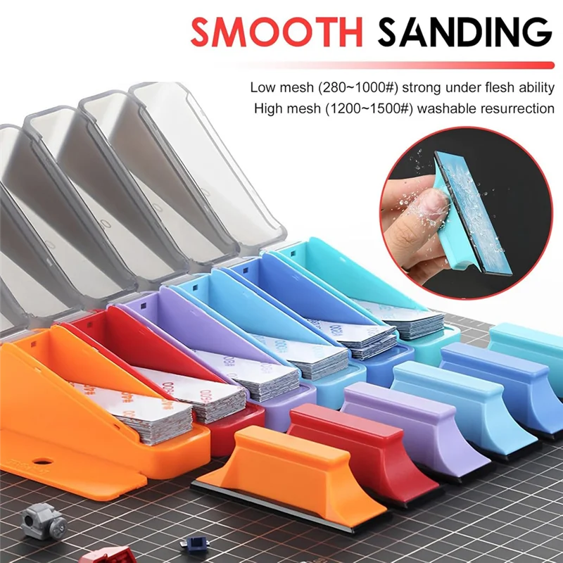 B08B-120Pcs Micro Detail Sander Kit, 3" X 1" Mini Hand Sanding Block Including 400 To 1500 Grit Sandpapers& 6 Blocks