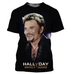 2024 New Fashion Johnny Hallyday T-shirt Men Women 3D Printed T-shirts Summer Casual Style Tshirt Streetwear Oversized Tee Tops