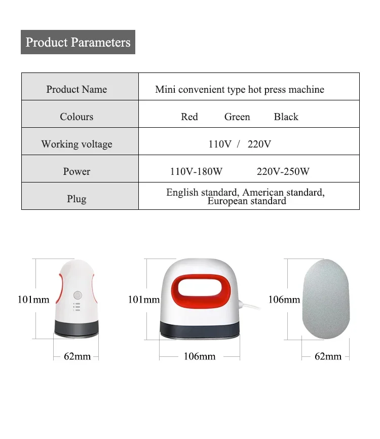 Hot selling mini portable heat press machines for hat and clothes