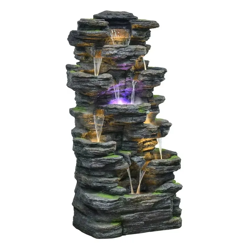 

【From China】Large Resin Outdoor Waterfall Ornament for Big Garden or Yard Beautiful Water Fountain Decoration for Backyard Rocke