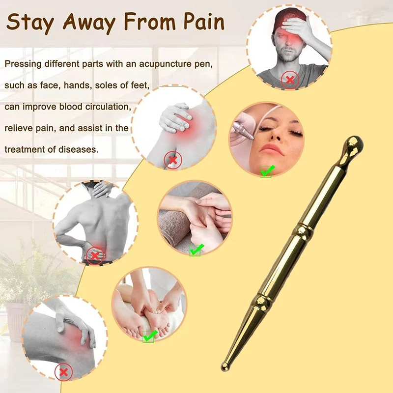 Brass Dual Head Facial Massage Stick Skincare Tool Acupressure Spoon Handheld Acupuncture Roller Body Massager Massage Bar