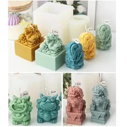 3D Cartoon Chinese Dragon Silicone Candle Mold DIY Faucet Animal Dragon Decree Mould Lion Ball Craft making Chinese Dragons
