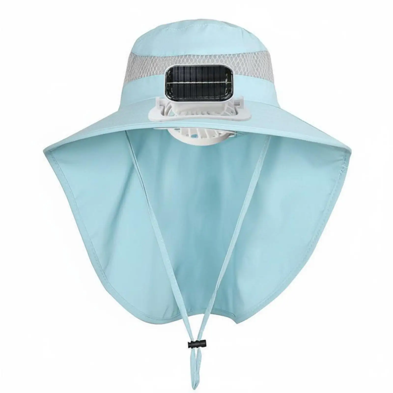 Adjustable Children Sun Hat Solar Fan Cooling Visor Cap Neck Flap Portable Summer Hat for Garden Trip view 2