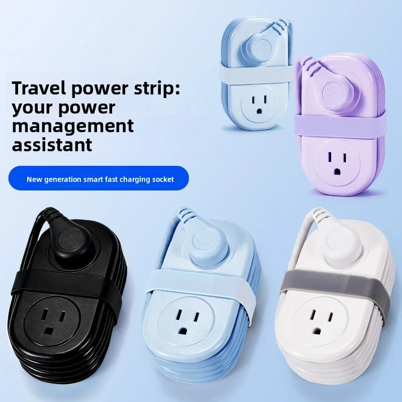 2026 Portable Travel Power Strip Multi Socket With 2 USB A Type C Port Mini Pocket Extension Cord