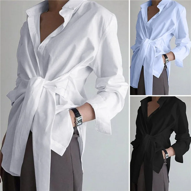 Office Ladies Shirts Women Solid Blouse Casual V Neck Party Blouse Blusas 2023 Summer Bohemian Tunic S-2XL