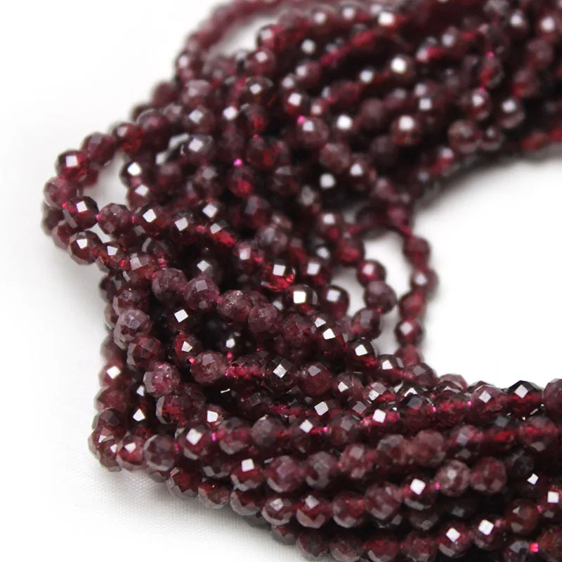 

Charms Natural Stone Purple Garnet Faceted Round Loose Spacer Beads 3mm Jewelry Making DIY Necklace Bracelet 38cm