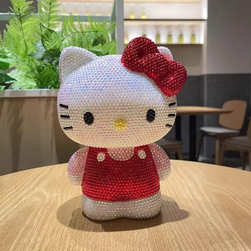 

Kawaii Hello Kitty Sanrio Children Cute Cartoon Diy Handmade Dolls Diamond Encrusted Doll Piggy Bank Decoration Gift for Kids