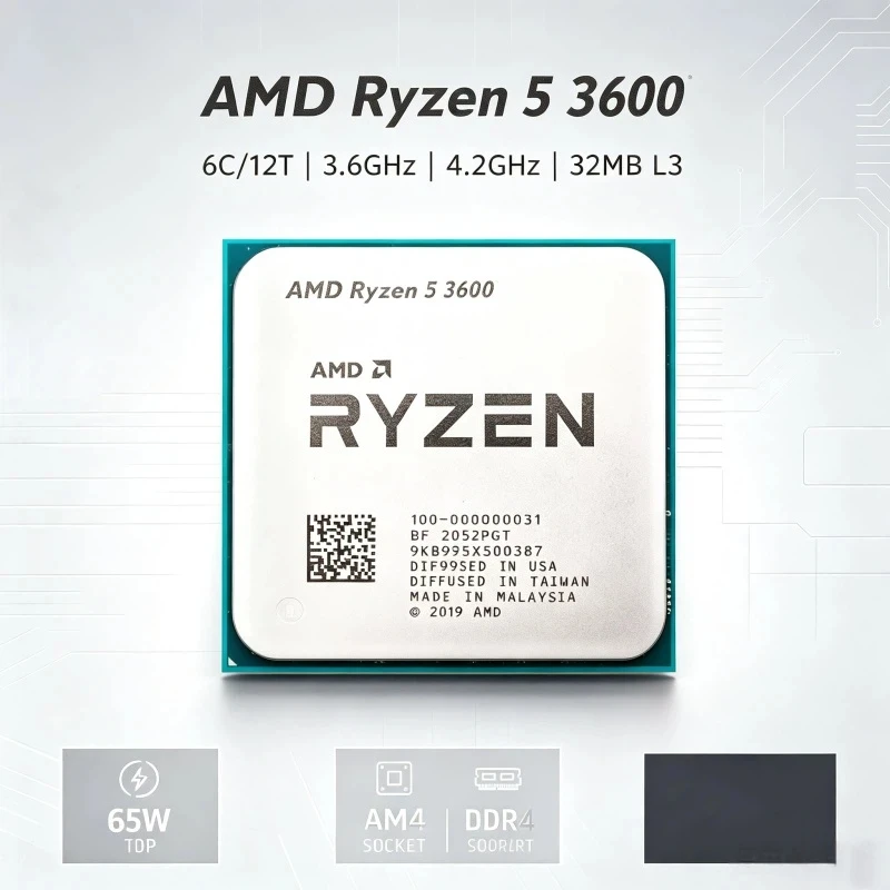 PC Upgrade Chip AMD Ryzen 5 3600 Tray CPU 6C12T Support DDR4 RAM Work With B450 B550 X570 AM4 Motherboards