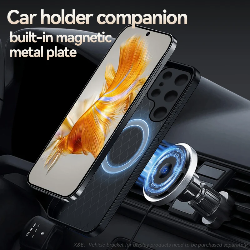 For Samsung Galaxy S23 Ultra 5G Case Luxury Magnetic Car Holder Phone Case For Samsung S23 + Plus S 23 Ultra Leather Back Cover