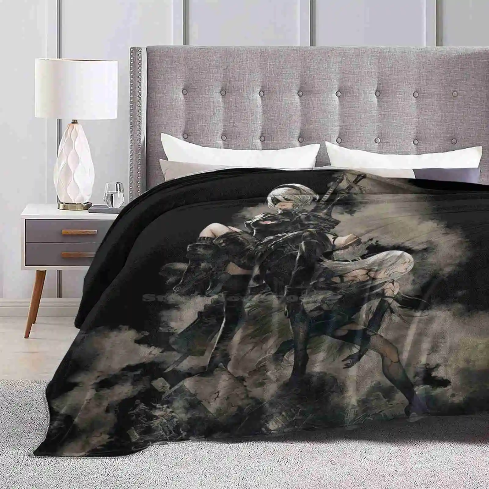 Nier : Automata Black Four Seasons Comfortable Warm Soft Throw Blanket Nier Automata Video Game Ps4 2B 9S Gaming Gothic Japan