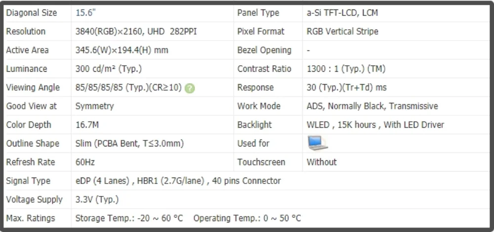 NV156QUM-N53 NV156QUM N53 15.6 inch LCD Screen Display IPS Panel 4K UHD 3840x2160 Non-touch