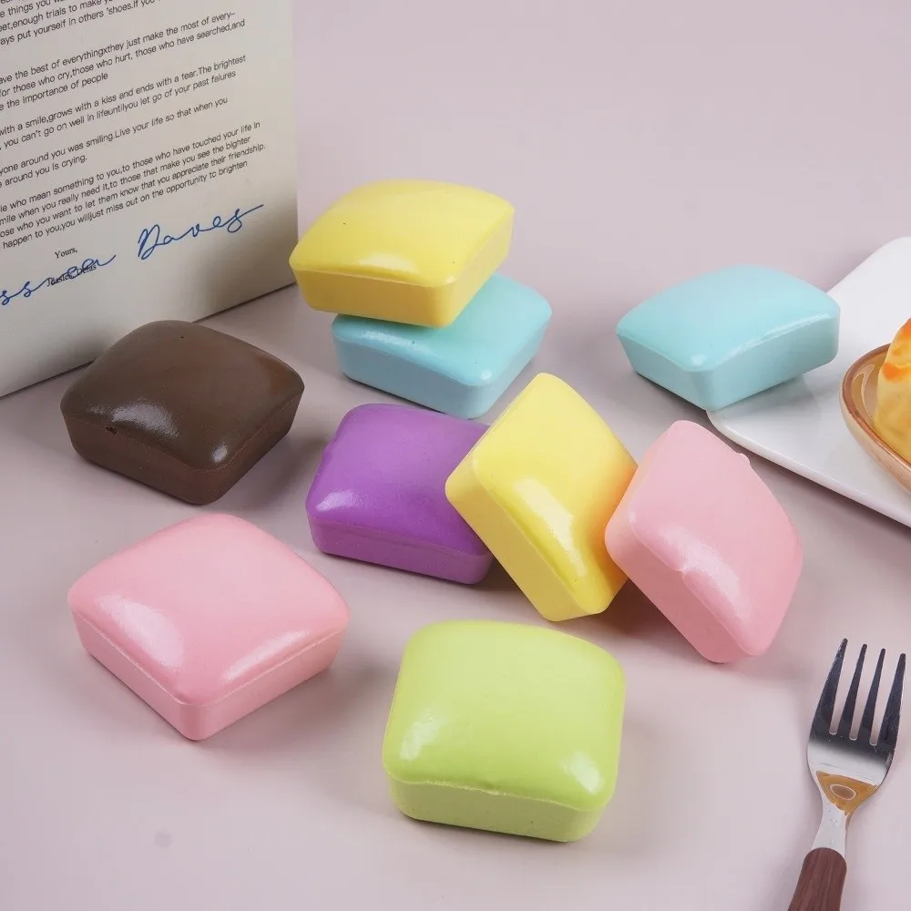 Portable Square Simulation Bread Squeeze Realistic 6cm Toast Slow Rebound Super Soft Comfortable Bread Squishy Office Desk