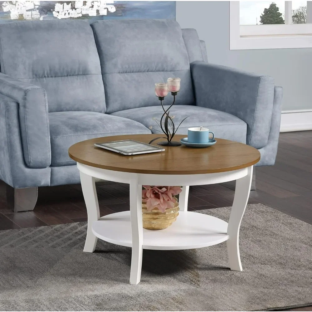 

Coffee Table, American Heritage Round Coffee Table with Shelf fit any room, Easy To Assemble for Living Room, Café Tables