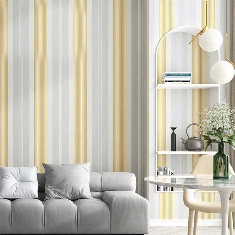 

Modern minimalist non-woven vertical striped wallpaper Nordic style non-woven children's room wallpaper