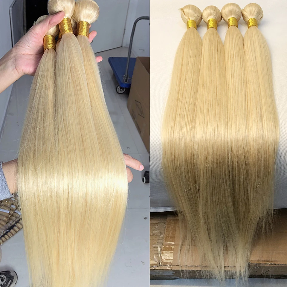 NextFace cheveux humains raides blonds paquets cheveux brésiliens # 613 cheveux blonds miel longs cheveux raides paquets 12-40 pouces vente