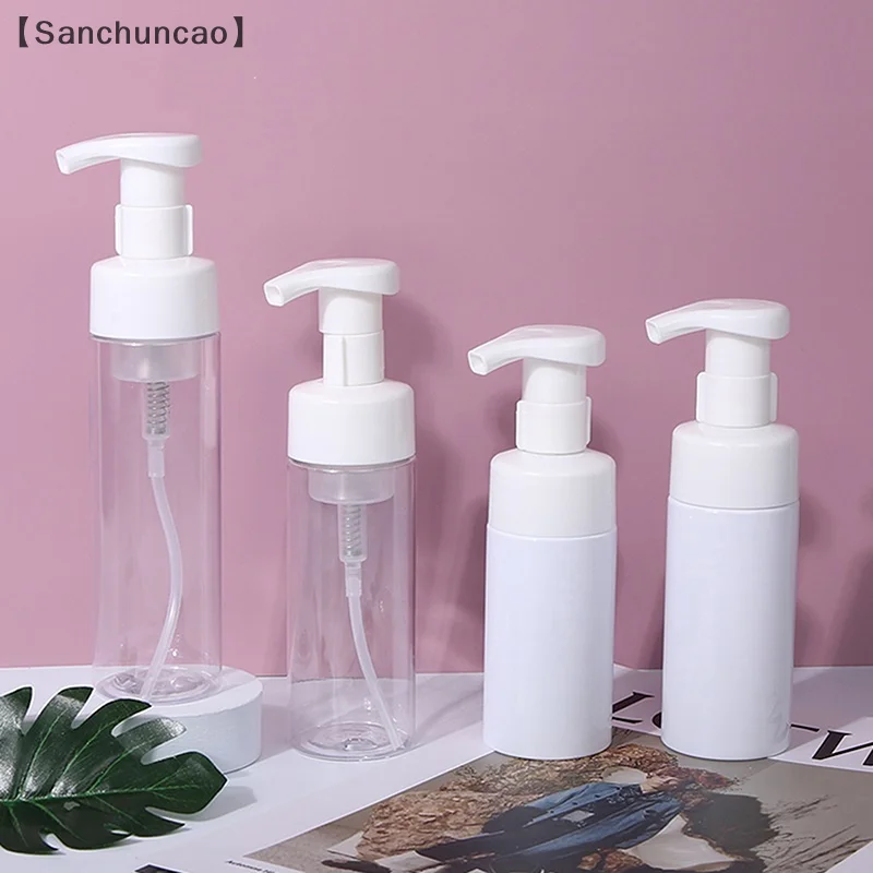 100-200ml Foaming Pump Bottle Facial Cleanser Portable Plastic Foam Bottles Refillable Lotion Shampoo Dispenser