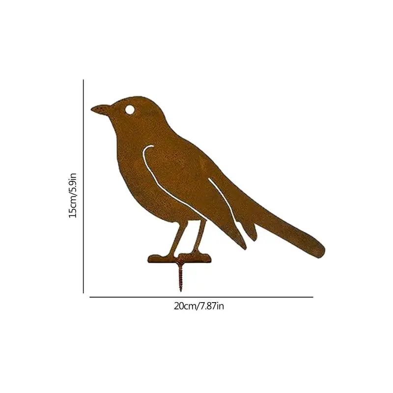 녹슨 금속 새 실루엣 정원 울타리 장식품, 살아있는 것 같은 시골 마당 금속 예술 공예, 새 원예 장식, 4 개 5 개 세트