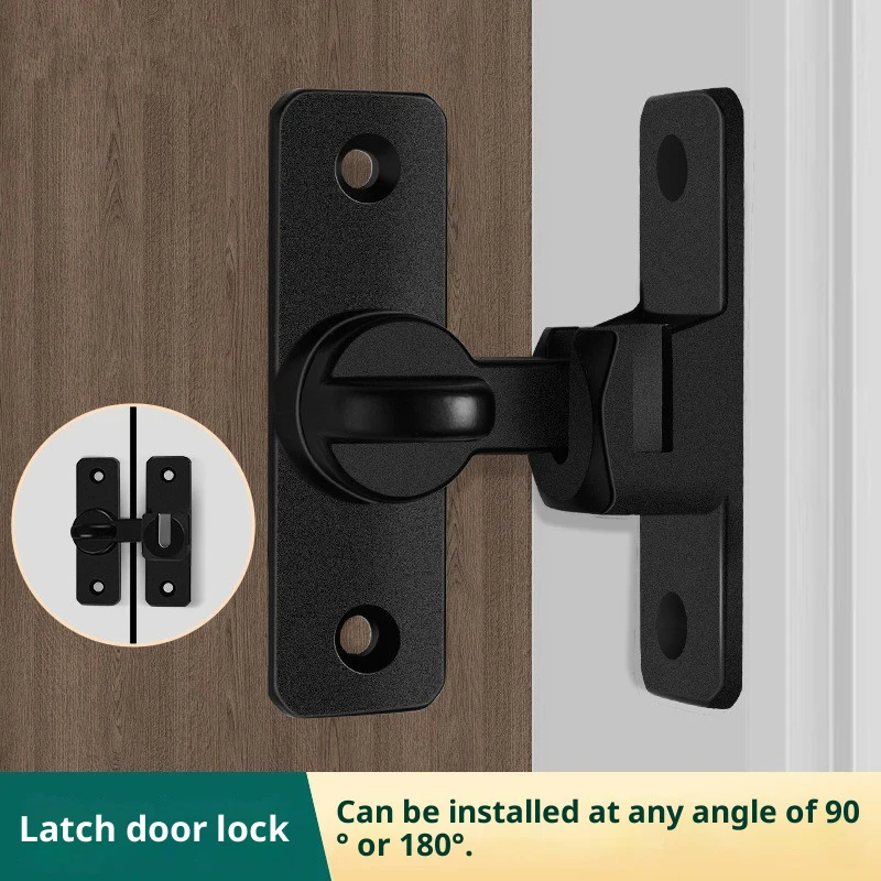 

Punch-free Hasp Latch Door Lock Black Cabinet Locks Kids Safety Lock Barn Door Sliding Door Anti-pried Hook Lock Hardware