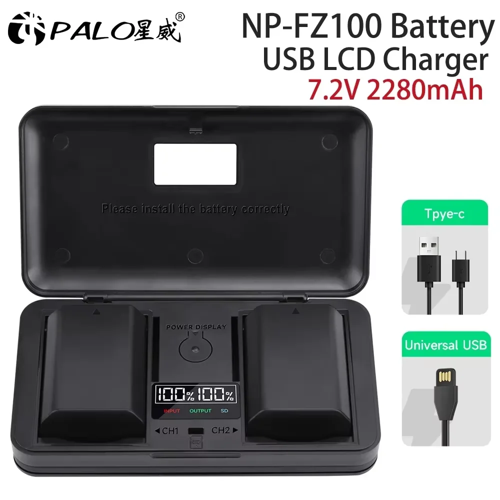 NP-FZ100 NPFZ100 NP FZ100 Battery with Charger Case for Sony a9 A9M2 a7R III a7c a7iv III A6600 A7m3 A7R3 a7s3 A7R4 A7M4 BC-QZ1