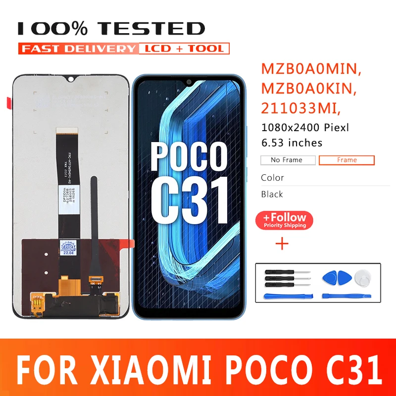 6.53 inch Premium Quality LCD For Xiaomi Pocophone Poco C31 Display Touch Screen For MZB0A0MIN MZB0A0KIN 211033MI 22031116AI LCD