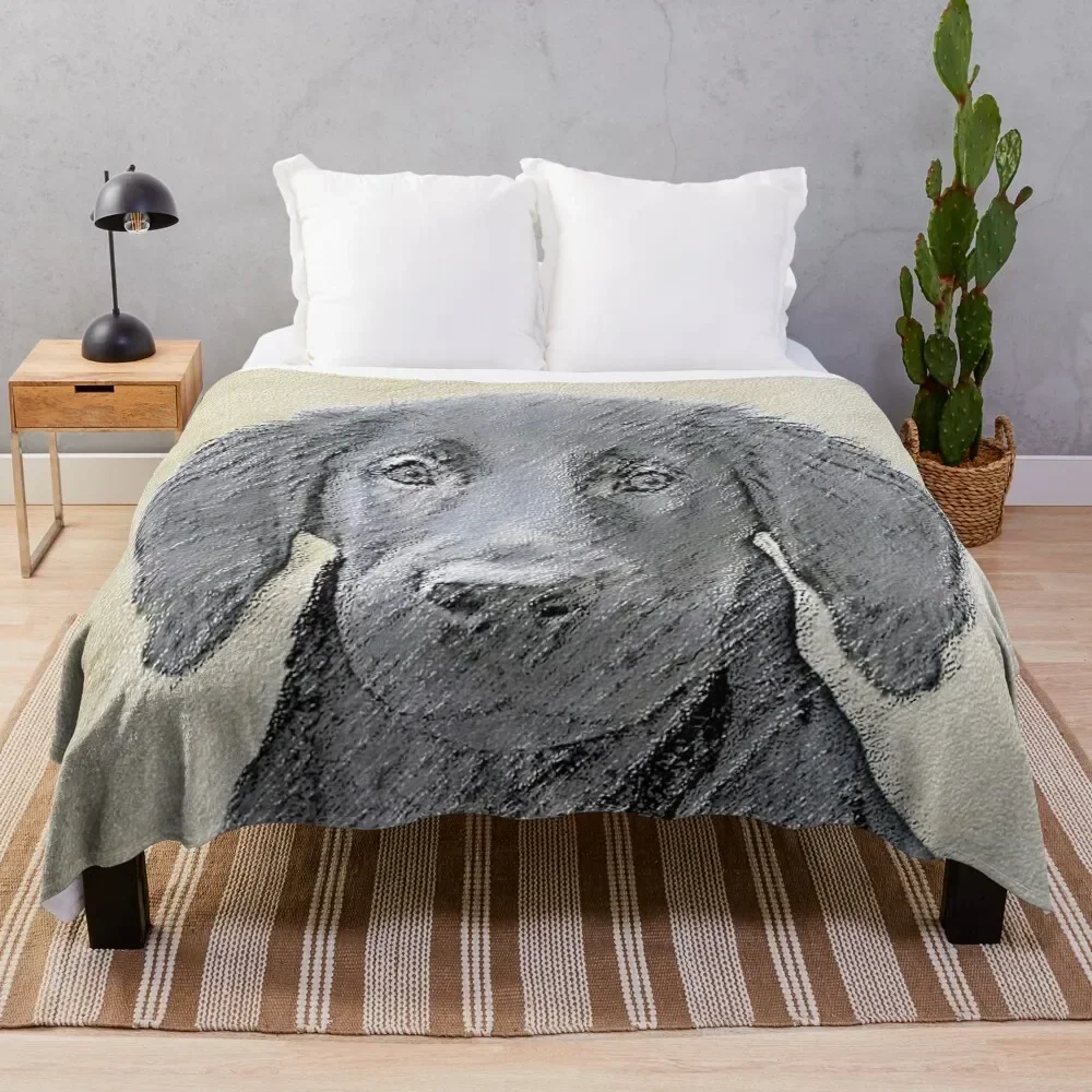 Flat-Coated Retriever Throw Blanket for sofa Soft Plush Plaid Summer Blankets