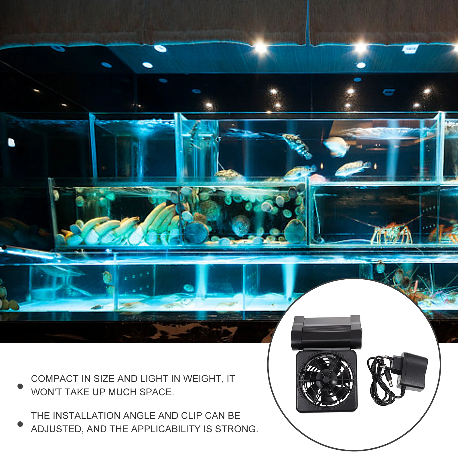 

Grass Tank Aquarium Cooler Cooling Fan Adjustable Clip Low Noise Compact Fish Tank Fan Aquarium Accessories Eu Plug